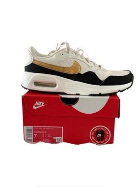 Nike Air Max in White, Black & Metallic Gold Accent
